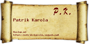 Patrik Karola névjegykártya